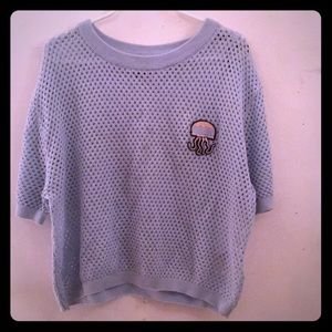 Blue Sheer Jellyfish Cropped Top